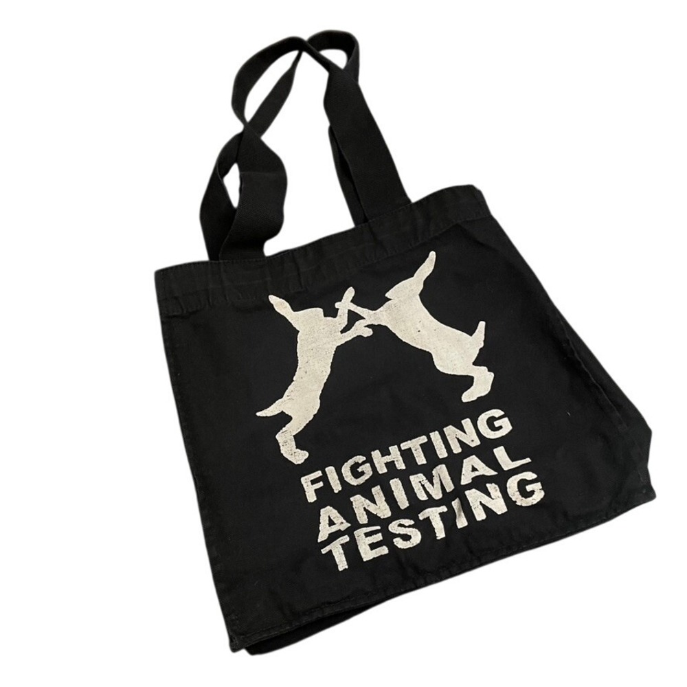 Re Wrap Organic Cotton Tote Bag Fighting Animal Testing Graphic Print